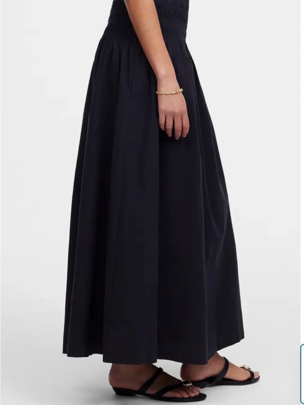 NWT Madewell Black Cotton Maxi Skirt with Smocked Waist - Picture 4 of 4